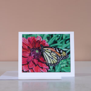 Monarch on Dahlia - note card